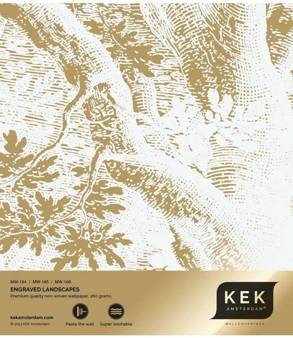 Mural Engraved Landscapes Off White MW-164 Metallic gold