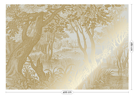 Mural Engraved Landscapes Sand MW-094 metallic gold