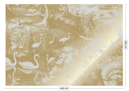 Mural Engraved Landscapes Sand MW-106 metallic gold