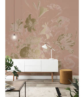 Mural Golden Age Flowers MW-046 złoty