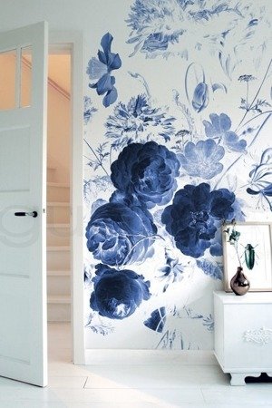 Mural Royal Blue Flowers I WP-217