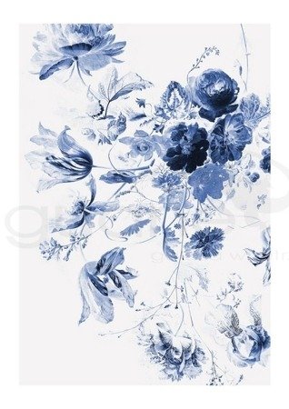 Mural Royal Blue Flowers III WP-209