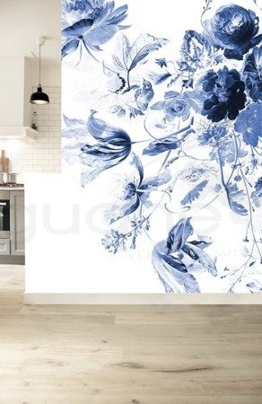 Mural Royal Blue Flowers III WP-225