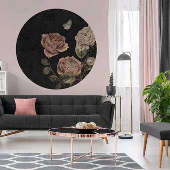 Mural koło Tapeta Rose Dream Black