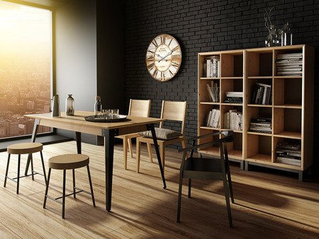 Stół LOFT NATURAL 180 cm nierozkładany nogi czarne