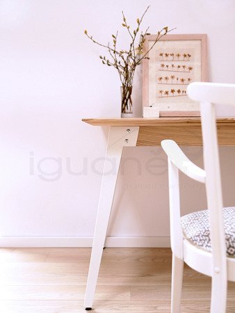 Stół LOFT NUTTY 160 + 90 cm rozkładany nogi białe