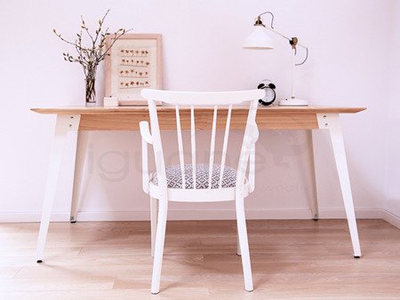 Stół LOFT OFF WHITE 200 + 90 cm rozkładany nogi białe